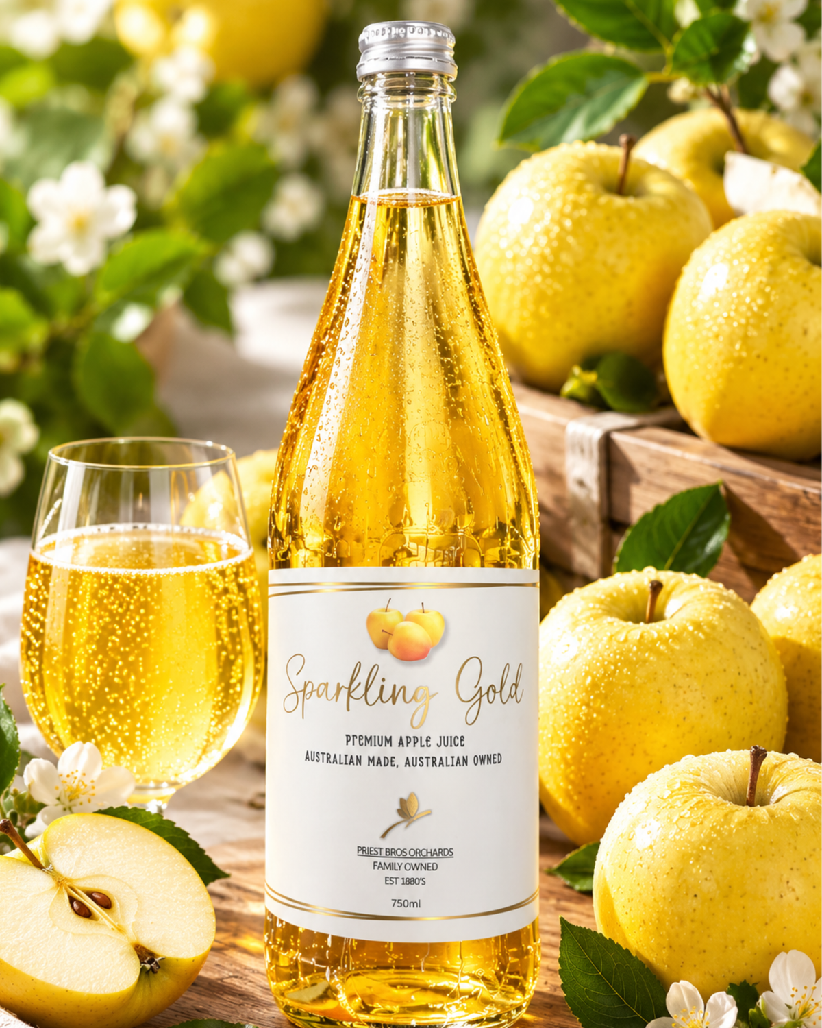 Priest Bros Sparkling Gold Apple Juice